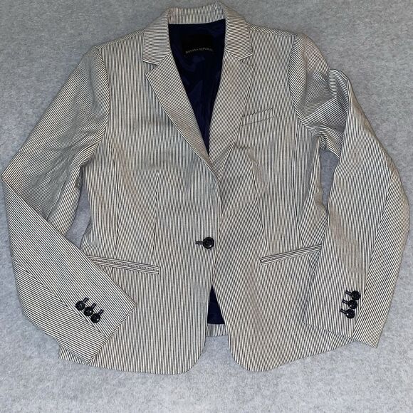 Banana Republic Blazer Jacket Women’s 4 Navy White Pinstripe Career Work 23” - Picture 1 of 16